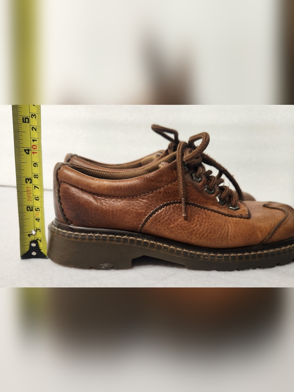 Eddie Moran Vintage Chunky Brown Leather Oxfords Sz 8 Dark Academia Grunge Goth - Picture 6 of 9